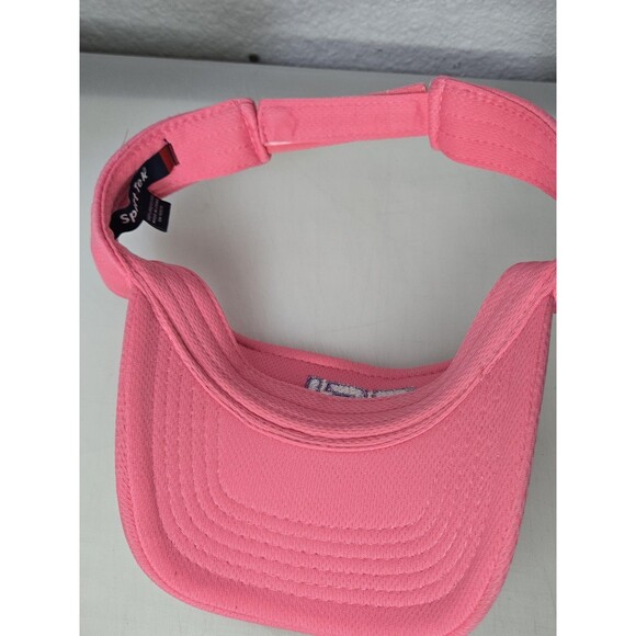 Sport-Tek Hat Cap Strap Back Polyester Athletic Womens Pink Solid Visor Golf - Picture 6 of 7